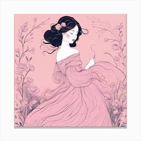 Girl In A Pink Dress Canvas Print