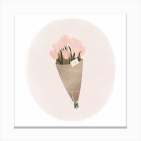 Pink Tulip Bouquet Square Canvas Print