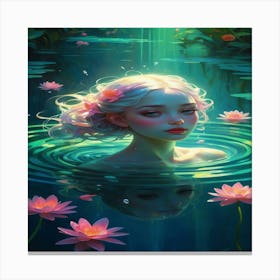 Mermaid In Water Canvas Print