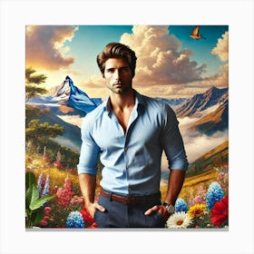 Man In A Blue Shirt Canvas Print