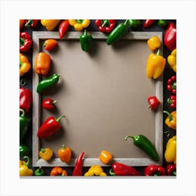 Colorful Peppers In A Frame 22 Canvas Print