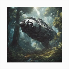 Spaceship In The Forest Canvas Print