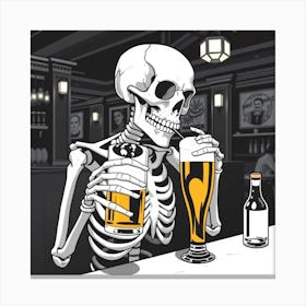 Skeleton Drinking Beer 12 Canvas Print