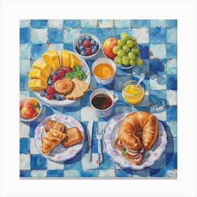 Continental Breakfast Pastel Checkerboard 2 Canvas Print