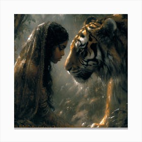 Tiger And The Woman 2 Canvas Print