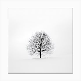 Minimalist Tree And Snow Square Canvas Print