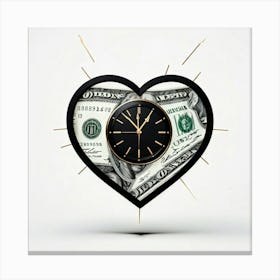 Clock Heart Hybrid Nestled Within Dollar Sign Embodying The Fusion Of Time Money And Love Minima Canvas Print