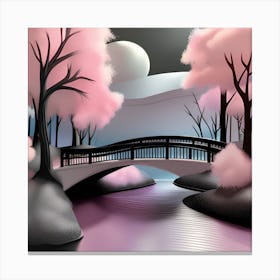 Sakura Bridge Landscape 1 Canvas Print