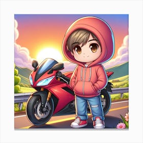 Boy On A Motorcycle Canvas Print