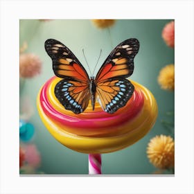 Butterfly On A Lolly Canvas Print