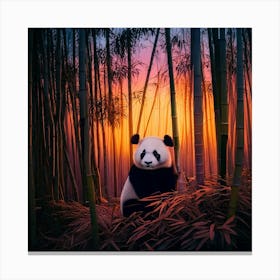 Firefly Twilight, Bamboo, Forest, Panda, Closeup, Glow, Purple, Peach, Mystery, Allure, Atmosphere, (11) Canvas Print