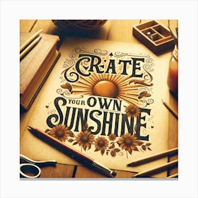 Artistic Presentation Of A Motivational Quote Create Your Own Sunshine In A Vintage Nostalgia Style With Warm Tones And A Retro Font Canvas Print