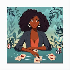 Black Woman Playing Poker Canvas Print