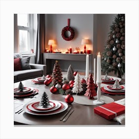 Christmas Table Setting 17 Canvas Print