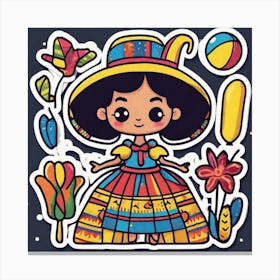 Colombian Festivities Sticker 2d Cute Fantasy Dreamy Vector Illustration 2d Flat Centered By (20) Canvas Print