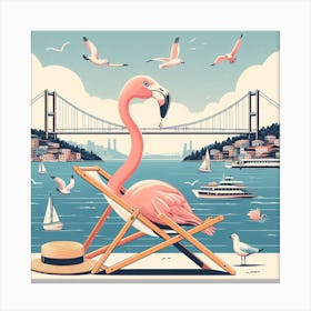 Flamingo On The Beach 2 Canvas Print