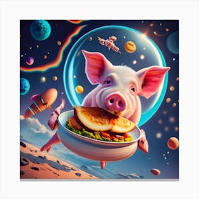 Pig Space Chicken Canvas Print