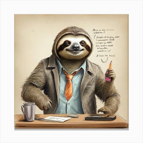 Office Sloth Canvas Print