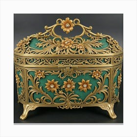 Gold And Green Jewelry Box Canvas Print