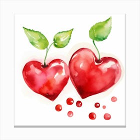 Two Hearts With Leaves Canvas Print