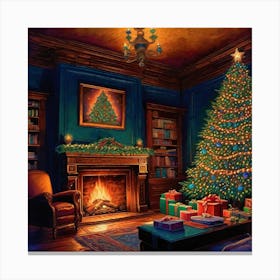 Christmas Tree In The Living Room 21 Canvas Print