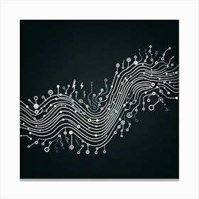 Abstract Electronic Wave On Black Background Canvas Print