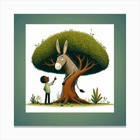Donkey In The Tree Canvas Print