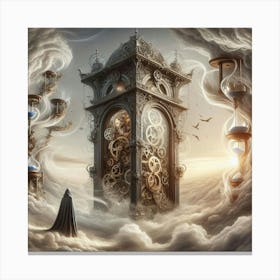 Clock Tower paintings art print Canvas Print