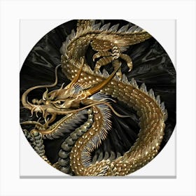 Fantasy golden Snake Dragon Pentagram Canvas Print