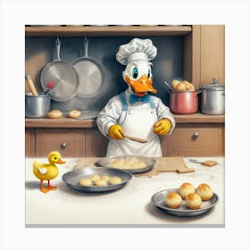 Donald Duck In The Kitchen 3 Canvas Print