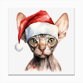 Sphynx Cat In Santa Hat 1 Canvas Print