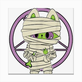 Mummy Wrap Cute Anime Cat Fire Halloween Canvas Print