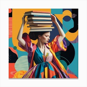 Harmonious Balance of Books and Beauty Canvas Print