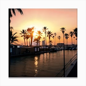 Sunset At The Marina Canvas Print