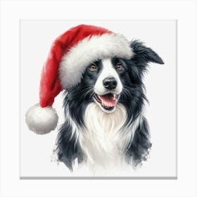 Border Collie Santa Hat Leinwandbild