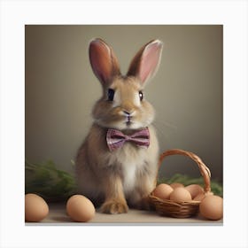 Bunny With Basket Of Eggs Canvas Print