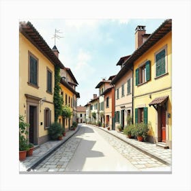 English Streets With Romanian Cultural Festivals, Painted In Watercolor 1 Canvas Print