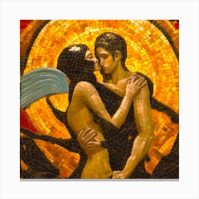 Lucifer And Lilith Embracing In Front Of The Sun Canvas Print