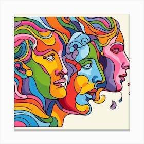 Three Women With Colorful Hair Canvas Print