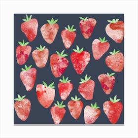 Watercolor Strawberry Fruit in the Dark Canvas Print