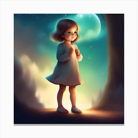 Little Girl In The Moonlight Canvas Print