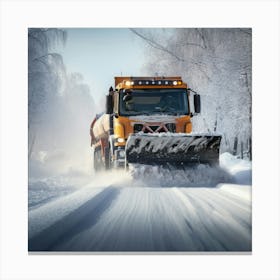 Snow Plow In The Snow 3 Canvas Print