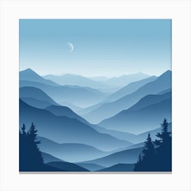 Misty mountains background in blue tone 32 Canvas Print