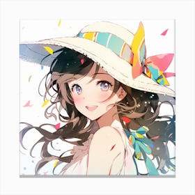 Anime Girl In A Hat 2 Canvas Print