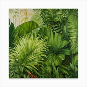 Oil Painted Realistic Mural Of Green Tropical Rain (9) Canvas Print