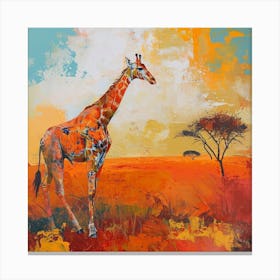 Giraffe With A Singular Acacia Tree Canvas Print