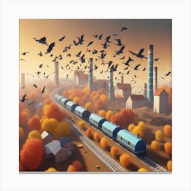 Train In Autumn Canvas Print