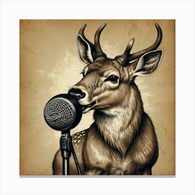 Deer With Microphone Canvas Print