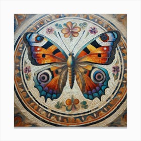 Roman Mosaic Butterfly V Canvas Print