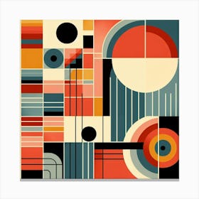 Retro Inspired Geometric Abstract Art With Bold Colors And Clean Lines, Style Mid Century Modern Art Canvas Print